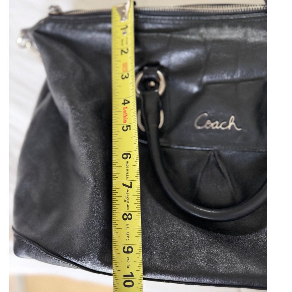 Coach Ashley Black Leather Shoulder Bag Satchel Purple Lining F15447 - Picture 10 of 14